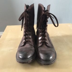 Brown combat boots - womens size 9